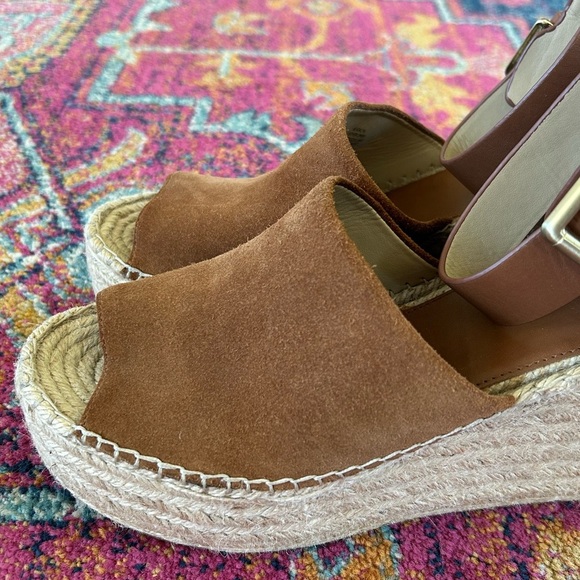 🔥Marc Fisher | Women's brown suede upper, leather heel wedge espadrille size 11 - Picture 6 of 16